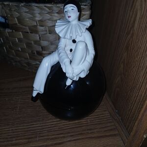Porcelain Harlequin Figurine in Black and White